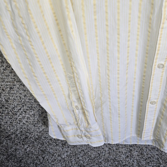 Johnston & Murphy Shirt Mens XL Yellow Striped Button Up Tailored Fit Cotton - Picture 3 of 7